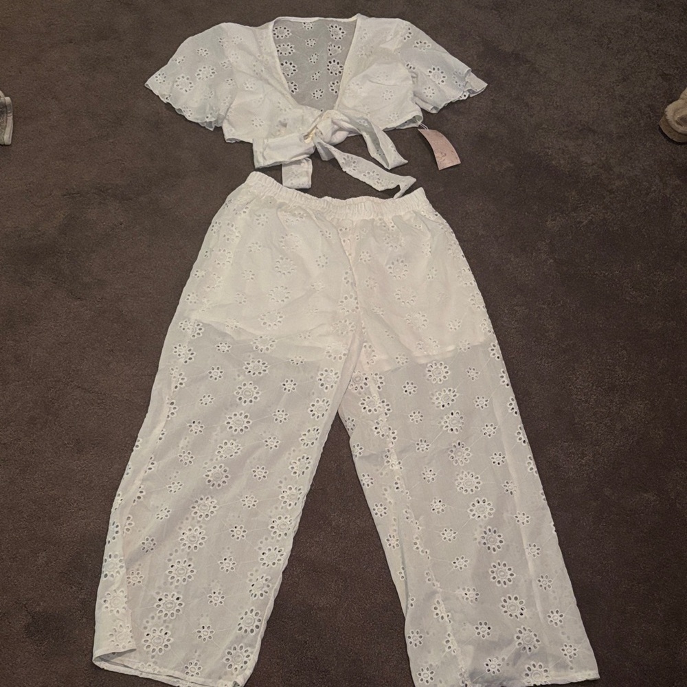 White Eyelet Two-Piece Set